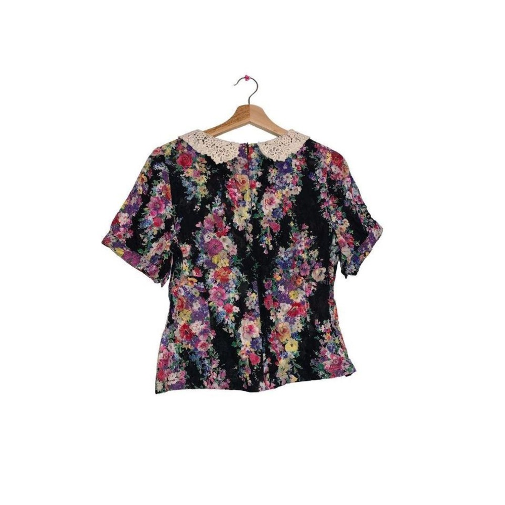 Vintage style Floral lace collared top - Picture 3 of 3
